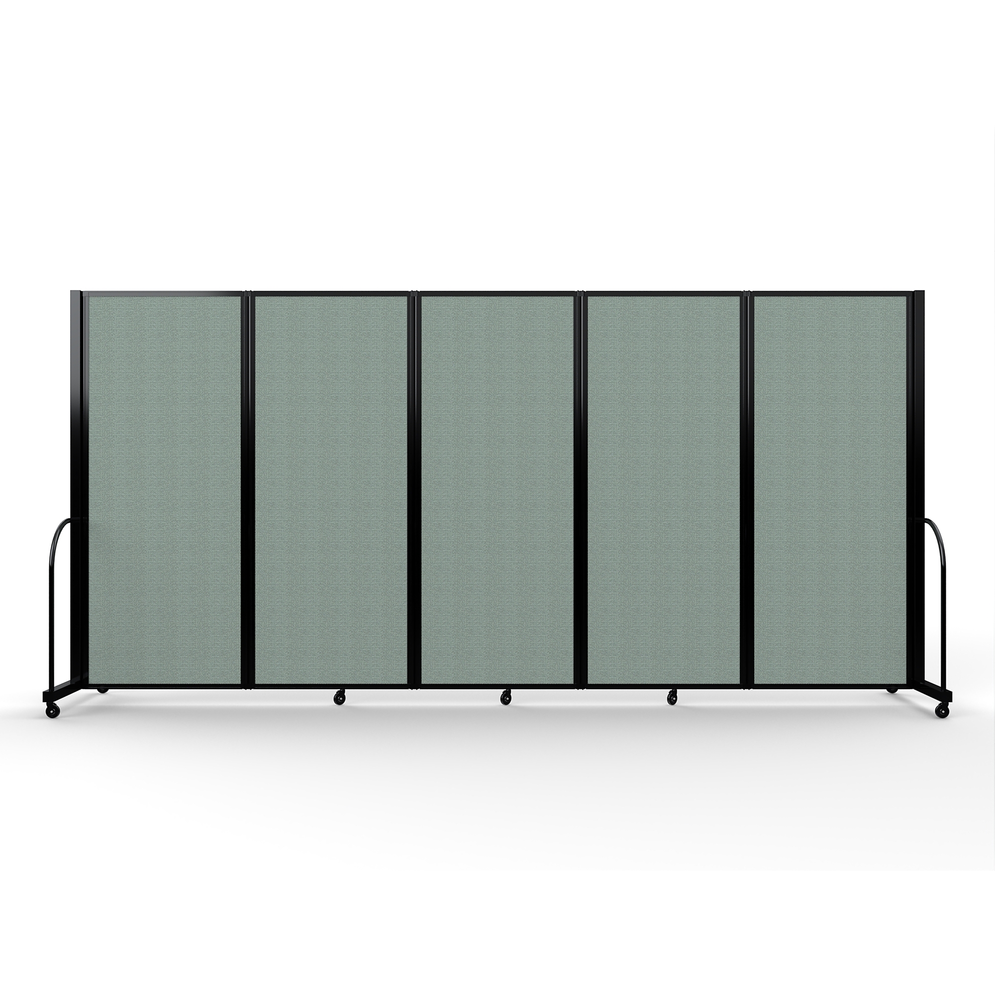 Screenflex Full Motion Divider — 6ft. 10in. x 14ft. 1in., Black Frame, Sea Green, Model# FSH-6105-B-EN